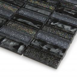 Mosaic Tiles Sheet Glitter Grey & Black Glass 30 cm X 30 cm (mos017)