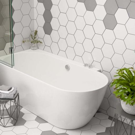 Hexagon Grey Decor Porcelain Wall & Floor Tiles 19.8 x 22.8cm