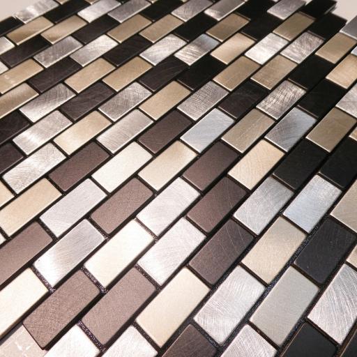 Self Adhesive Mosaic Aluminium Tile Metal Bricks