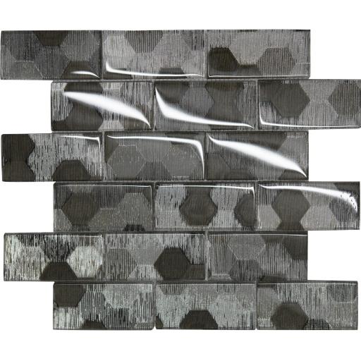 Mosaic Tiles Sheet Metallic Silver Brick 30cm X 30cm