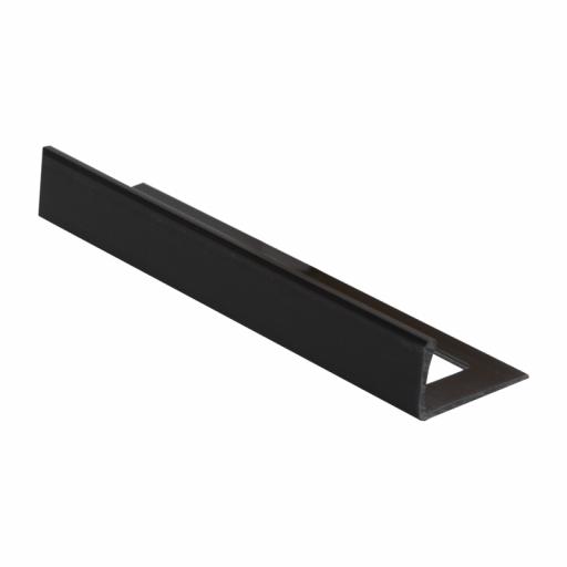 Gloss Black 12mm Straight Edge L-Shape 2.5M Heavy Duty Aluminium Tile Trims
