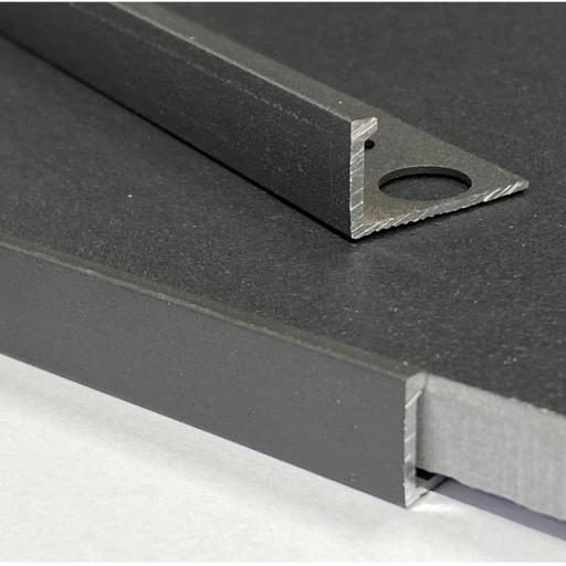 Matt Grey 12mm Straight Edge L-Shape 2.5M Heavy Duty Aluminium Tile Trims