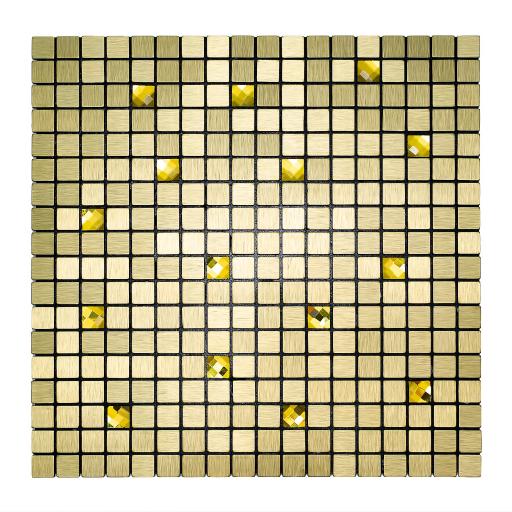 Self Adhesive Mosaic Aluminium Tile Gold Diamond Squares