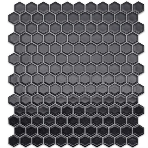 Mosaic Tiles Sheet Hexagon Black Small 28cm X 31cm