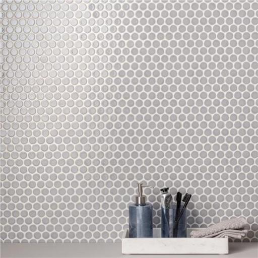 Mosaic Tiles Sheet Grey Round 31cm X 33cm