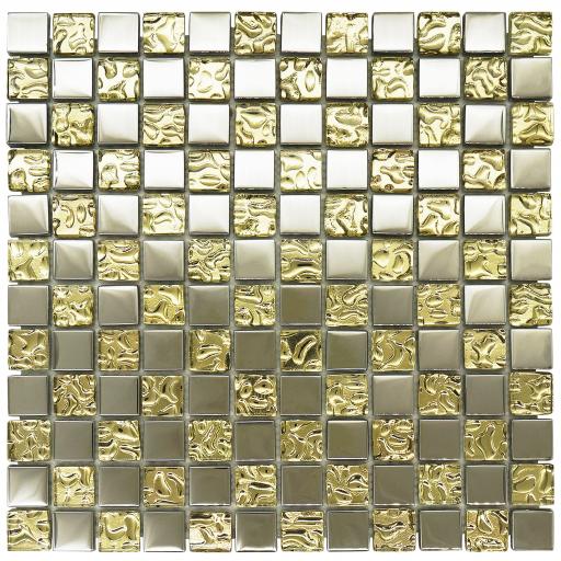Mosaic Tiles Sheet Dior Gold & Silver 30cm X 30cm