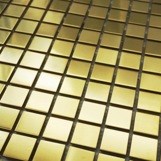 Mosaic Tiles Sheet Gold Metal Square 30cm X 30cm