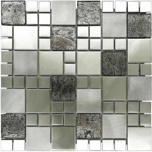 Mosaic Tiles Sheet Onyx Black Mix Squares 30cm X 30cm