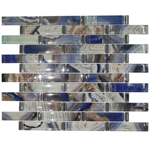 Mosaic Tiles Sheet Elegance Blue Glass 30cm x 33.5cm