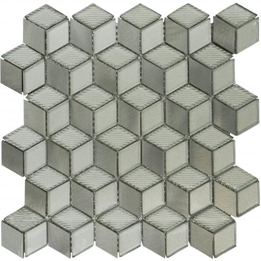 Mosaic Tiles Sheet 3D Silver 30cm X 30cm