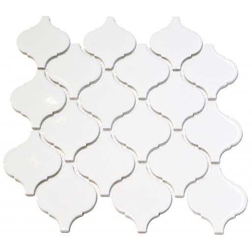 Mosaic Tiles Sheet Arabasco White Gloss 25cm X 27cm