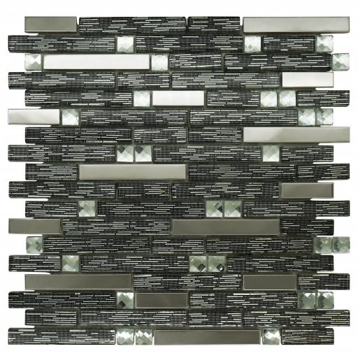Mosaic Tiles Sheet Ruby Black Diamond 30cm X 30cm