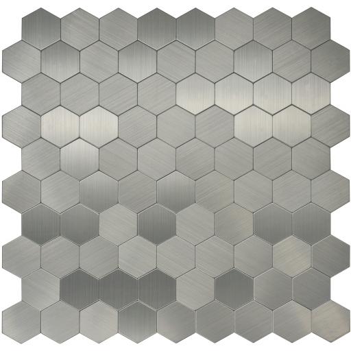 Self Adhesive Mosaic Aluminium Tile Hexagon Silver