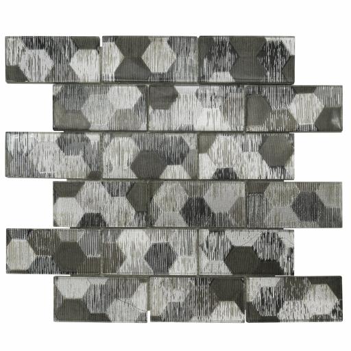 Mosaic Tiles Sheet Metallic Silver Brick 30cm X 30cm