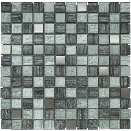 Mosaic Tiles Sheet Metallic Squares Silver Mirror 30cm X 30cm