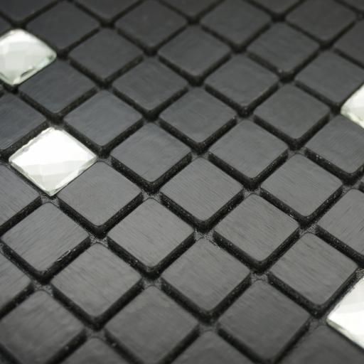 Self Adhesive Mosaic Aluminium Tile Black Diamond Squares Kitchen Bathroom