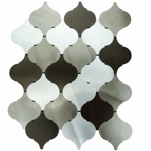 Self Adhesive Mosaic Aluminium Tile Arabasco Grey, Black, Silver